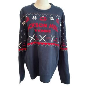 Jackson Hole Sweater Fair Isle Mens Size Large Apres Ski Crew Neck Gondola